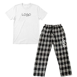Maßgeschneidertes Kariertes 3-Teiliges Loungewear-Set Flanellhose T-Shirt Baseballkappe Passende Familien-Pyjamas Gemütliche Winter-Schlafbekleidung - Product Image 4