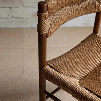 Chaise de salle à manger en rotin en bois massif de style moderne du milieu du siècle pour la maison, les bureaux, les hôtels, les appartements pour les repas et le café