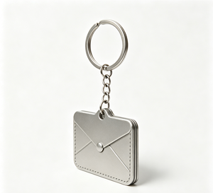 Porte-clés mousqueton en métal argenté avec logo personnalisé sérigraphié – Accessoire promotionnel - Product Image 2