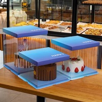 Boîte plastique transparente aux couleurs dégradées imei, grande boîte d'emballage carrée, pour gâteau d'anniversaire, 4 6 8 10 12 pouces, de grande taille