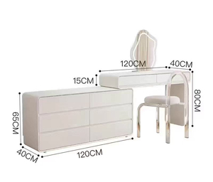 Ensemble commode <span class=keywords><strong>de</strong></span> chambre à coucher crème maquillage vanité avec veilleuse maquillage <span class=keywords><strong>coiffeuse</strong></span> avec miroir éclairé - Product Image 5