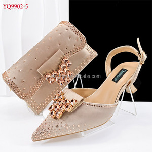 YQ9902 Elegante Sandalo da Cerimonia/Festa con Borsa, Set di Scarpe e Pochette con Pietre in Rosso, Altezza Tacco - Product Image 5