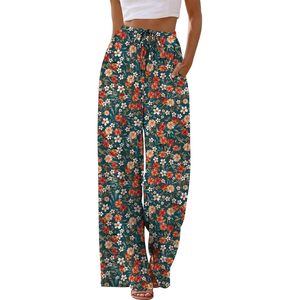 Women's Linen Summer Palazzo Pants Wide Leg High Waist <b>Flowy</b> Beach Trousers With Pockets Breathable Lightweight Pants - Product Image 2