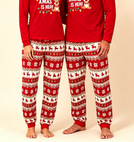 Ensemble de pyjamas assortis pour la famille, imprimé rennes de Noël personnalisé, taille élastique, doux et respirant, vêtements de nuit en polyester pour hommes, femmes et enfants
