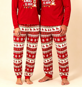 Ensemble de pyjamas assortis pour la famille, imprimé rennes de Noël personnalisé, taille élastique, doux et respirant, vêtements de nuit en polyester pour hommes, femmes et enfants - Product Image 4