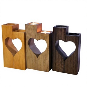 High-quality Round Wooden Candlestick Holder with Embossing Printing for Home and Valentine's Day Event Decoration - Product Image 6