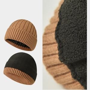 Chất Lượng Cao Cao Cấp Sang Trọng Mens Phụ Nữ Unisex Đồng Bằng Tinh Khiết 100% Cừu Len Dệt Kim Nắp ca-pô Beanie Hat - Product Image 3