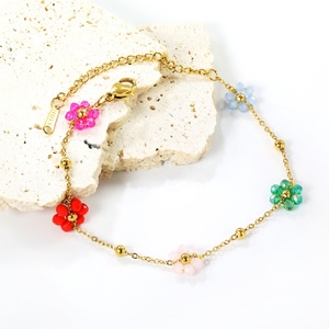 Collier en acier inoxydable plaqué or 18 carats, perles colorées marguerite, tournesol, cristaux, chaîne de mode, bijoux, bracelet, collier ras du cou - Product Image 4