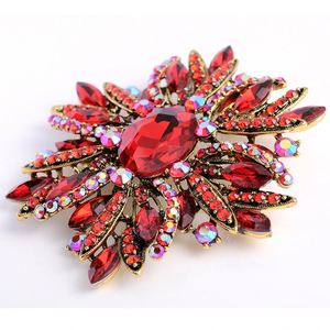 Broche tendance européenne et américaine en alliage métallique avec strass, motif floral, pour femme - Product Image 6