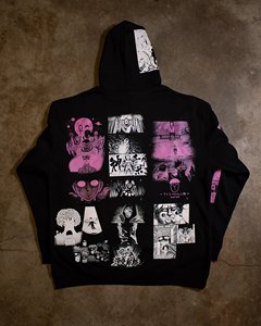 Sudadera con Capucha Oversize Personalizada de <span class=keywords><strong>Anime</strong></span> <span class=keywords><strong>Mob</strong></span>, Estampado Completo de Panel de Manga, Gráfico Rosa y Negro, Unisex, Estilo Urbano, Forro Polar - Product Image 4
