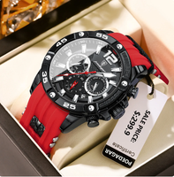 Jam Tangan Pria Poedagar 912 Fashion Chronograph Tahan Air Bercahaya dengan Tanggal, Tali Silikon, Quartz, untuk Pria Montre Homme