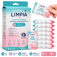 Lingettes humides portables mini format pour bébé, lingettes nettoyantes pour les mains et la bouche, paquet de poche, vente en gros