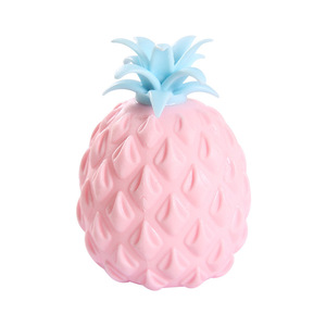 Macaron Color <b>Light</b> up <b>Pineapple</b> Squeeze Toy Soft Squishy Rubber Stress Relief Fidget Sensory Decompression Toy for Kids Gift - Product Image 2