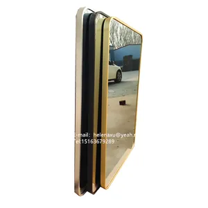 New Arrival Gold Silver Brass Anodize Aluminium Framed Rectangle Wall Decorative Mirror with metal hooks for sale