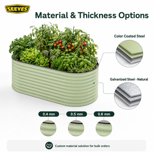 Jardinera Elevada Ovalada de Metal Galvanizado SEEYES de 34 Pulgadas de Alto, para Cultivo de Vegetales en Exteriores, para Raíces, Fabricante OEM ODM - Product Image 3