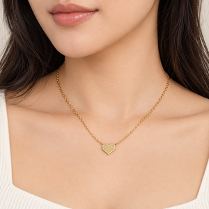 Collier Cœur Texturé en Acier Inoxydable Plaqué Or 14K par Galvanoplastie Sous Vide, Chaîne Réglable 43 + 5 cm, 1,6 x 1,2 cm, 5,7 g - Product Image 5