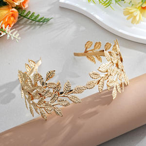 <span class=keywords><strong>Couronne</strong></span> de mariée transfrontalière <span class=keywords><strong>pour</strong></span> femme, style baroque européen et américain, avec feuilles dorées et <span class=keywords><strong>fleurs</strong></span>, peigne à <span class=keywords><strong>cheveux</strong></span> à branches et bandeau - Product Image 3