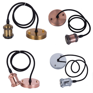 E26 E27 Cổ Điển Brass Lamp Chủ Cơ Sở Với Kim Loại Phần Cứng Và Bện Vải Dây Cáp Trần Mặt Dây Đèn Lịch Thi Đấu Dây <span class=keywords><strong>Kit</strong></span> - Product Image 1