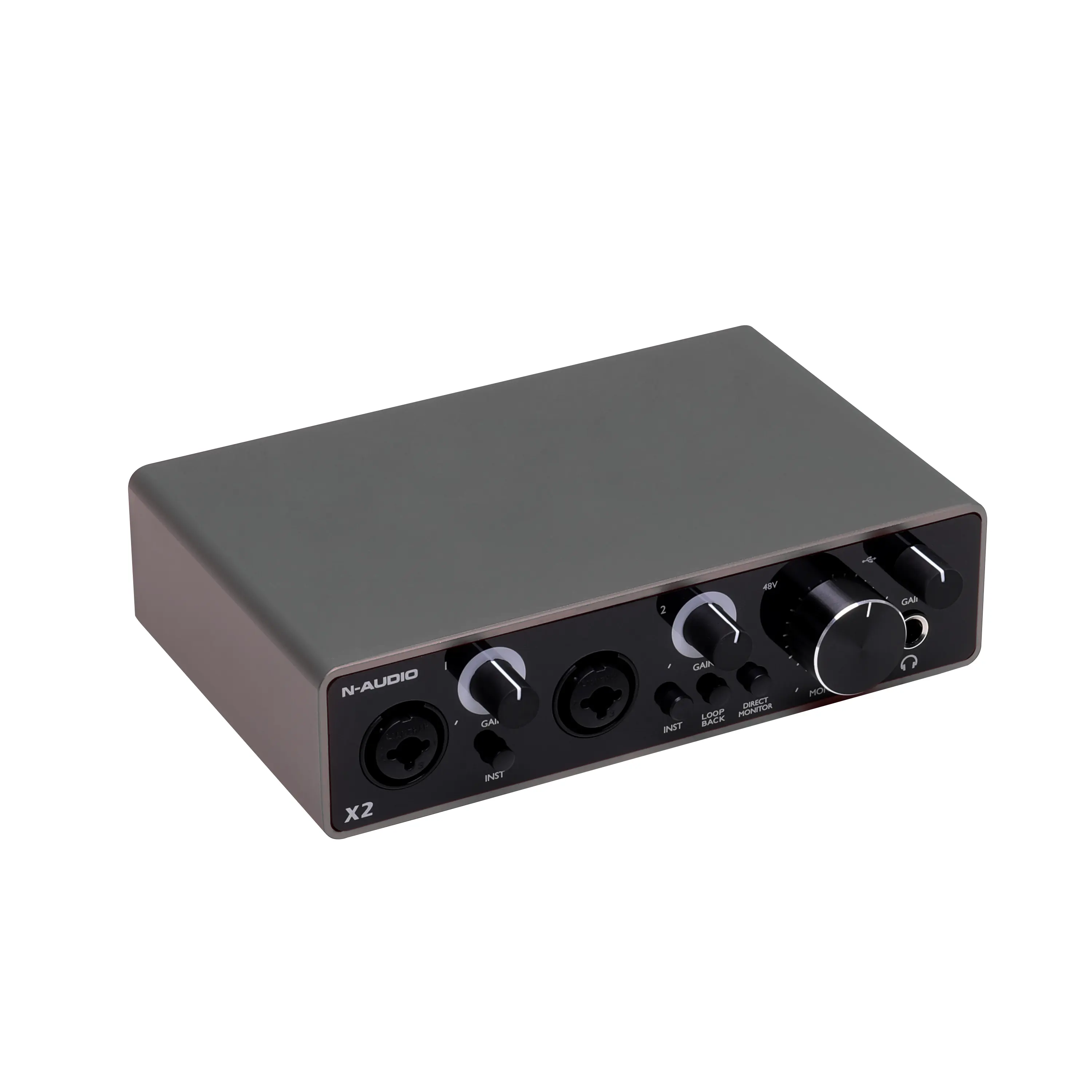 N-AUDIO X2 Audio Mixer Studio Portabel Usb Antarmuka Kartu Suara Profesional untuk Mikrofon 48V Rekaman Musik