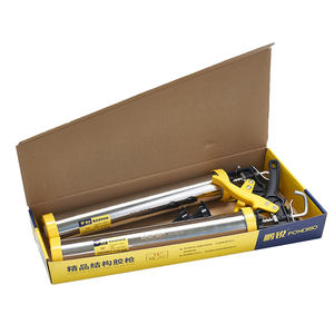 PONDRIO 600ml Jaune Aluminium Manuel <span class=keywords><strong>Saucisse</strong></span> Colle Adhésif Pistolet À Calfeutrer Poignée Industrielle Lisse Tige Plongeur 12:1 Rapport De Poussée - Product Image 3