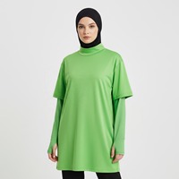 Müslüman Kadınlar İçin Özel Logolu Tesettür Spor Giyim Eşofman Takımı Hızlı Kuruyan UPF50+ Polyester/Pamuk Ter Emici Spor Giyim