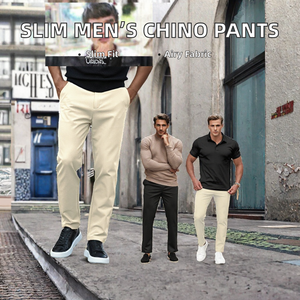 <b>Men</b> Slim Fit Chino Pants Casual Straight <b>Trousers</b> Mid Waist Custom Logo Streetwear - Product Image 2