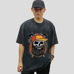 Camiseta con serigrafía vintage personalizada, camiseta de gran tamaño con lavado ácido para hombre, DTG Camiseta con estampado, ropa de calle, camiseta con lavado ácido