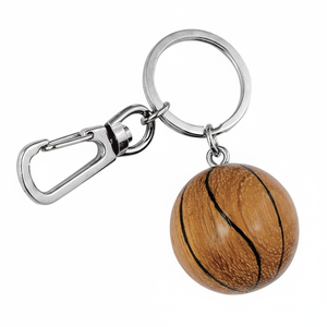 Portachiavi in Metallo con Logo Personalizzato, Design a Forma di Pallone da Basket Senza Scatola - Product Image 2