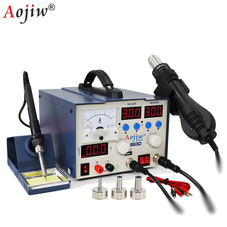 Aojiw 863D 2A with USB mobile phone repair soldering rework station Source of supply LED digital Auto sleep