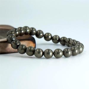 8mm Natural Polished Gemstones Jewelry Pyrite Healing <strong>Bracelet</strong> Semi-Precious Stretch <strong>Fashion</strong> <strong>Beaded</strong> <strong>Bracelets</strong> Unisex - Product Image 1