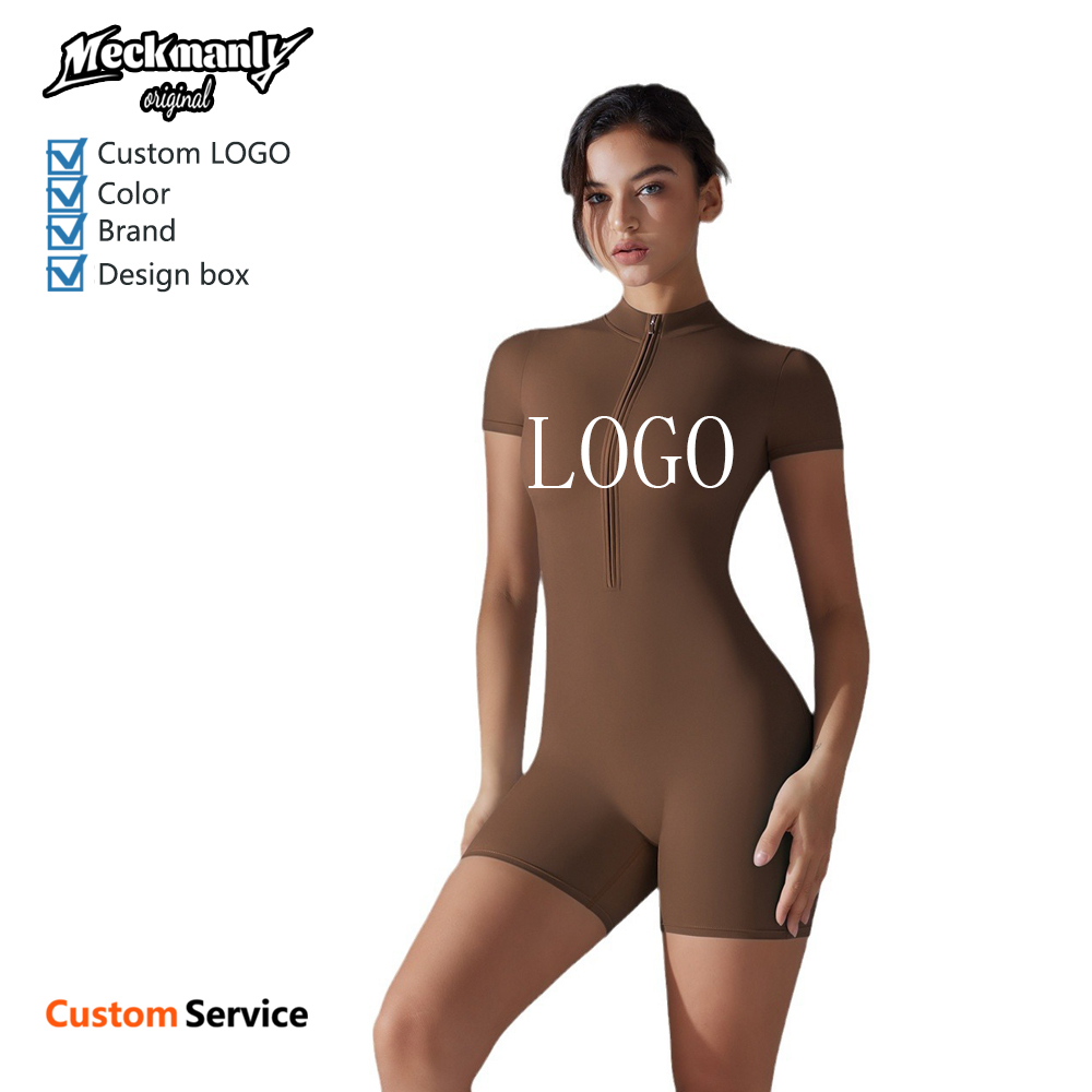 OEM/ODM Custom Breathable Summer Women's Workout Romper Yoga Ribbed Square Neck One Piece Seamless Tank Top Jumpsuit
