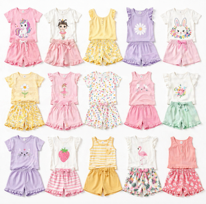 Conjuntos de Blusas con Volantes y Pantalones Cortos para Bebés Niñas, Estampado Floral a Rayas, Colores Pastel, Ropa de Verano para Niñas Pequeñas - Product Image 4