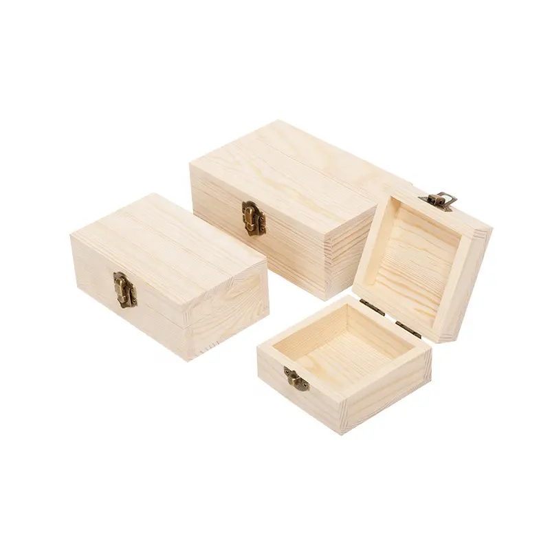 卸売記念品ボックス装飾ワインレトロ大型木製収納ギフトボックスヒンジ付き蓋とロックキー付き