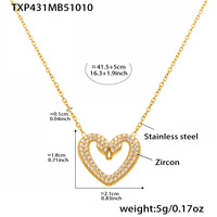 Ensemble de bijoux en acier inoxydable plaqué or 18 carats avec cœur en zircon cubique pour femme : collier, bracelet, bague, boucles d'oreilles – Idéal pour mariage, fiançailles, fête