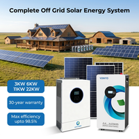 Kit complet de panneaux solaires monocristallins avec onduleur et batterie lithium-ion pour maison hors réseau 3kW 6kW 11kW 22kW