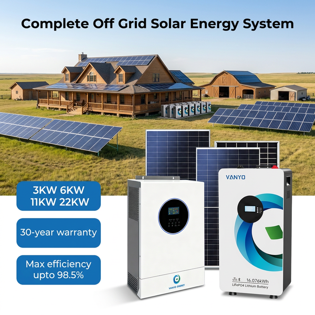3kw 6kw 11KW 22KW Complete off Grid Home Solar Lithium Ion Battery Inverter Monocrystalline Panels Full Set Kit