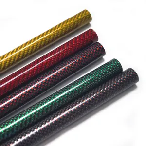 Özel 3K karbon fiber tüp renk kırmızı mavi yeşil turuncu sarı karbon tüp renk dairesel karbon tüp