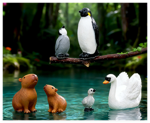 סיטונאי גן שרף גן מיניאטורי כלב פינגווין kapybara bara ban משק ריאליסטי צעצוע חיות בר 3D ילדים לשחק דמות יער דמות יער - Product Image 4