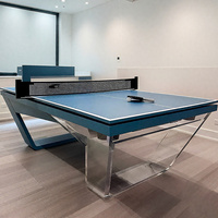 Table de billard snooker de luxe moderne 7ft 8ft 9ft avec pieds en acrylique transparent, cadre en bois noir, ardoise professionnelle, pour la maison