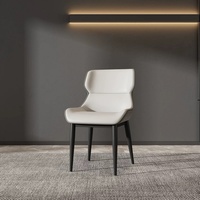 WESOME Chaise de salle à manger en cuir PU avec pieds en métal noir Chaises de salle à manger à dossier haut de haute qualité en éponge haute densité