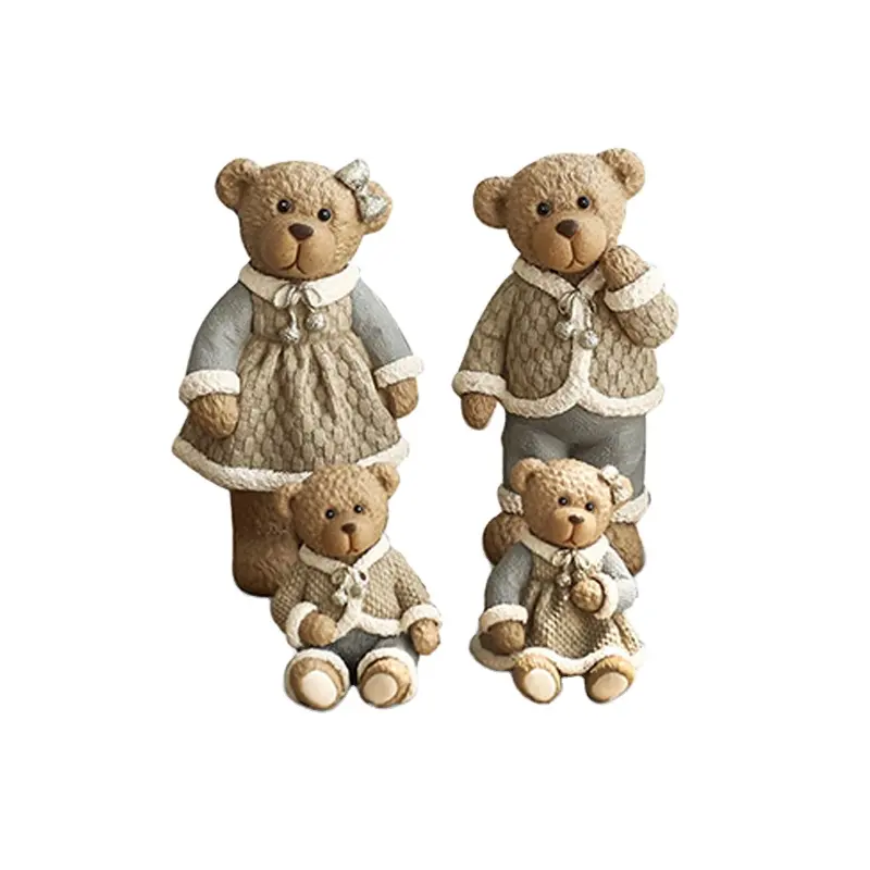 New Design 2022 Home Decor Resin Animal Statues Family Bear Figurines For Home Table Office Decor Gifts