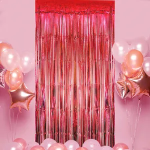 Romantic Red Shimmer Wall Backdrop Rain Curtain Shimmer Sequin Wall Decor For Home Valentine's Day Wedding Bridal Shower Party