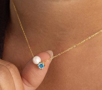 Nouvelle mode collier simple en acier inoxydable pour femmes bijoux imitation perle pierre de naissance pendentif en zircon collier ras du cou