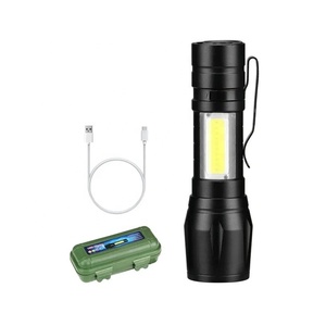 Xách Tay <span class=keywords><strong>Mini</strong></span> 10W LED <span class=keywords><strong>Torch</strong></span> Đèn pin XPE COB ánh sáng với 3 chế độ màu xanh lá cây hợp kim nhôm USB sạc không thấm nước đi kèm hộp quà tặng - Product Image 3