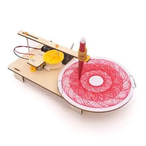DIY Creative wooden electric plotter Drawing Robot STEM Kids Model Automatic Painting Science Electronics Kits Experiment