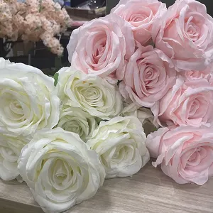 F30 Factory Direct Te Koop Bruiloft Boeketten Centerpieces 10 Heads Silk Rose Flower Kunstmatige Rozen Met Lange Steel Diy Home Decor