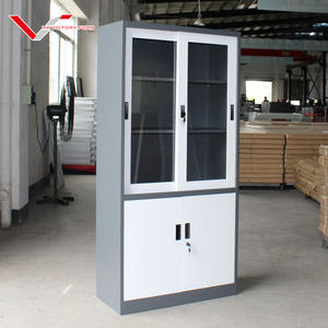 दो दरवाजे धातु अलमारियाँ स्लाइडिंग ग्लास डोर ऑफिस फाइल करने के साथ कैबिनेट धातु कैबिनेट धातु कैबिनेट - Product Image 1