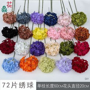 Flores de Hortensia de Seda, 72 Pétalos, Estilo Coreano, Decoración para el Pasillo de Boda, Arreglo Floral Artificial Hecho a Mano para Pared - Product Image 4