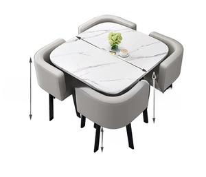 Juego de Comedor Moderno de Lujo para Restaurante, 1 <span class=keywords><strong>Mesa</strong></span> <span class=keywords><strong>y</strong></span> <span class=keywords><strong>4</strong></span> <span class=keywords><strong>Sillas</strong></span>, Muebles para Sala de Estar, Mesas de Madera, <span class=keywords><strong>Sillas</strong></span> de Metal, <span class=keywords><strong>Precio</strong></span> al por Mayor - Product Image 5