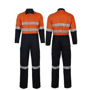 FRDURATEX Wholesale Orange Cotton Fire Retardant Workwear Work Industry Construction Worker Coverall Uniform